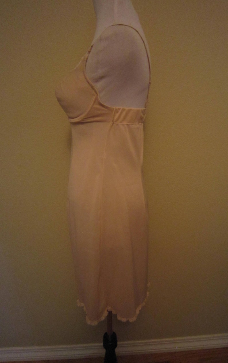 60s Hensons Kickernick Nude Full Slip Underwire Bra Short Slip 34 C Vintage