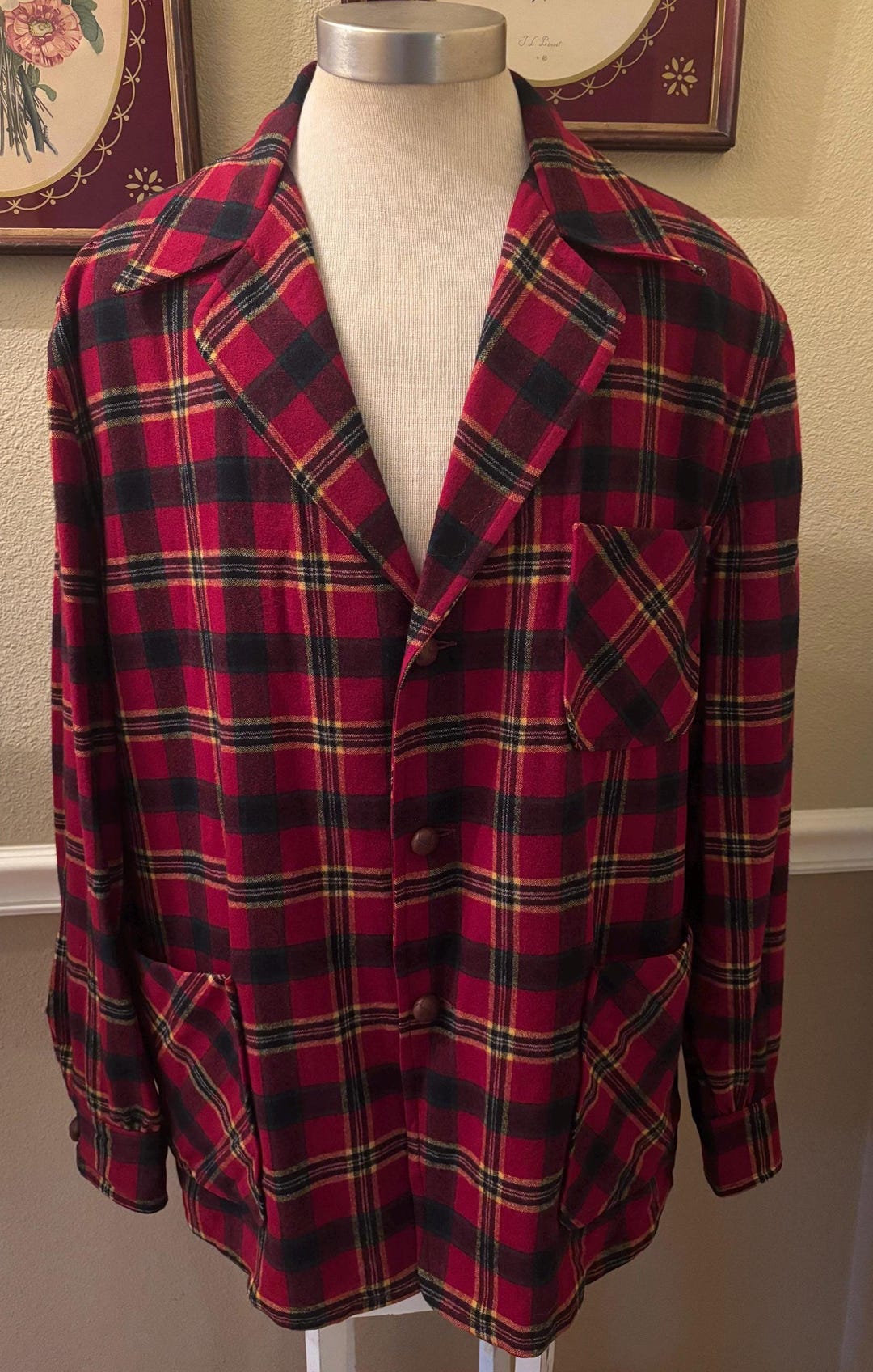 Pendleton 49er Jacket Pattern 1950s Pendleton Burgundy Plaid Wool 49er Style Topster Coat Jacket ...