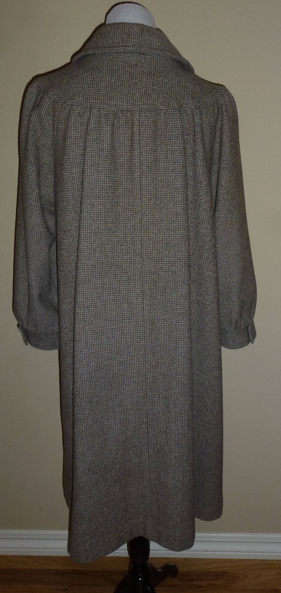 Vintage 70s Midi Coat & Scarf Brown Gray Houndsto… - image 5