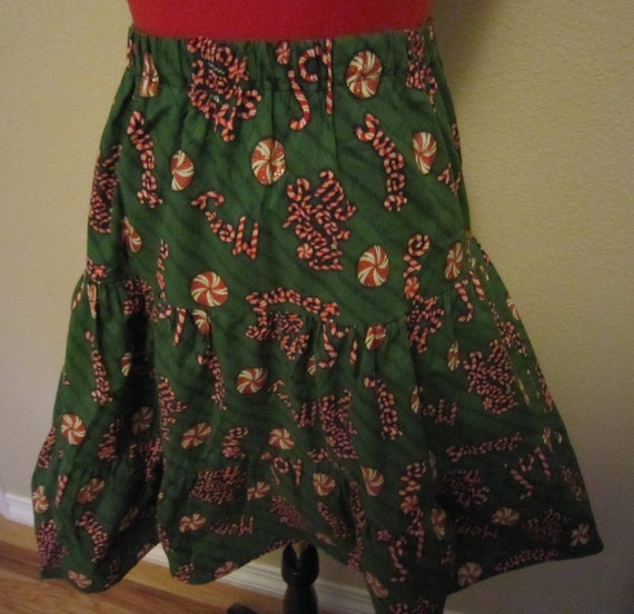 Vintage Whimsical  Christmas Skirt Candy Canes El… - image 1
