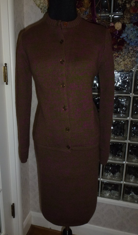 pink and green knit suits