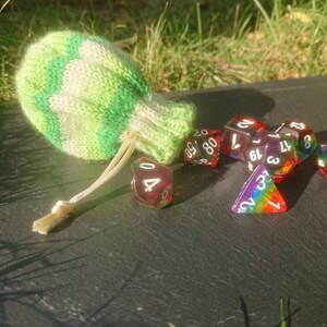 Custom Made Hand-knitted Dice Bag/ Gift Pouch/ LARP Accessory - see listing for details!
