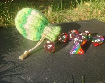 Custom Made Hand-knitted Dice Bag/ Gift Pouch/ LARP Accessory - see listing for details!