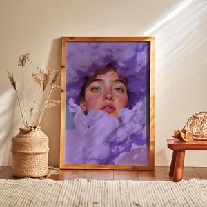 Purple Cloud Women #07 – Surreal AI Art Portrait | Dreamy Digital Wall Art Download | Printable Digital Artwork | Fantasy Art