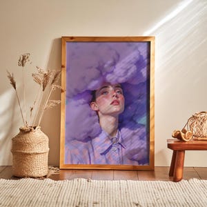 Purple Cloud Women #12 – Surreal AI Art Portrait | Dreamy Digital Wall Art Download | Printable Digital Artwork | Fantasy Art