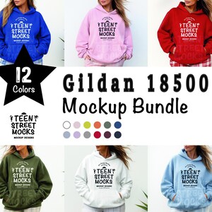 Gildan 18500 Mockup Bundle, Sweatshirt Crewneck Mockup Bundle Print On Demand, Apparel Mockup Bundle, Gildan Mockup Bundle Instant Download