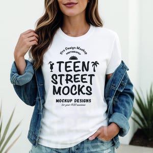 Gildan 5000 White Crewneck Tshirt Mockup | White Gildan Beach T Shirt Mockup | Spooky Season Digital Download Print on Demand Mockups