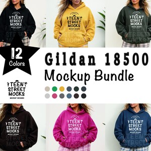 Gildan 18500 Mockup Bundle, Sweatshirt Crewneck Mockup Bundle Print On Demand, Apparel Mockup Bundle, Gildan Mockup Bundle Instant Download
