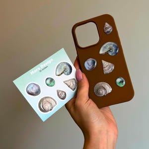 3D Muschel Aufkleber - Ozean Ästhetisches Puffy Vinyl für Telefon, Hülle, Journal - Mars Design - Wasserdichtes Küstendekor