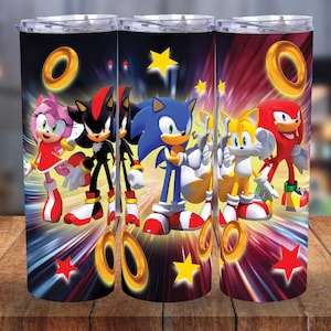Sonic Shadow Tails Hedgehog Characters Tumbler Wrap, Speedster Tumbler, Sonic Hero Video Game Tumbler Design, Sonic 20oz Gaming Tumbler