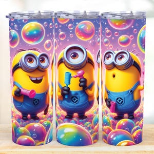 Envoltura para vaso de dibujos animados de Minions / Diseño de sublimación de vaso de 20 oz / Envoltura para vaso delgado de 20 oz / Plantilla de vasos de cumpleaños con descarga digital