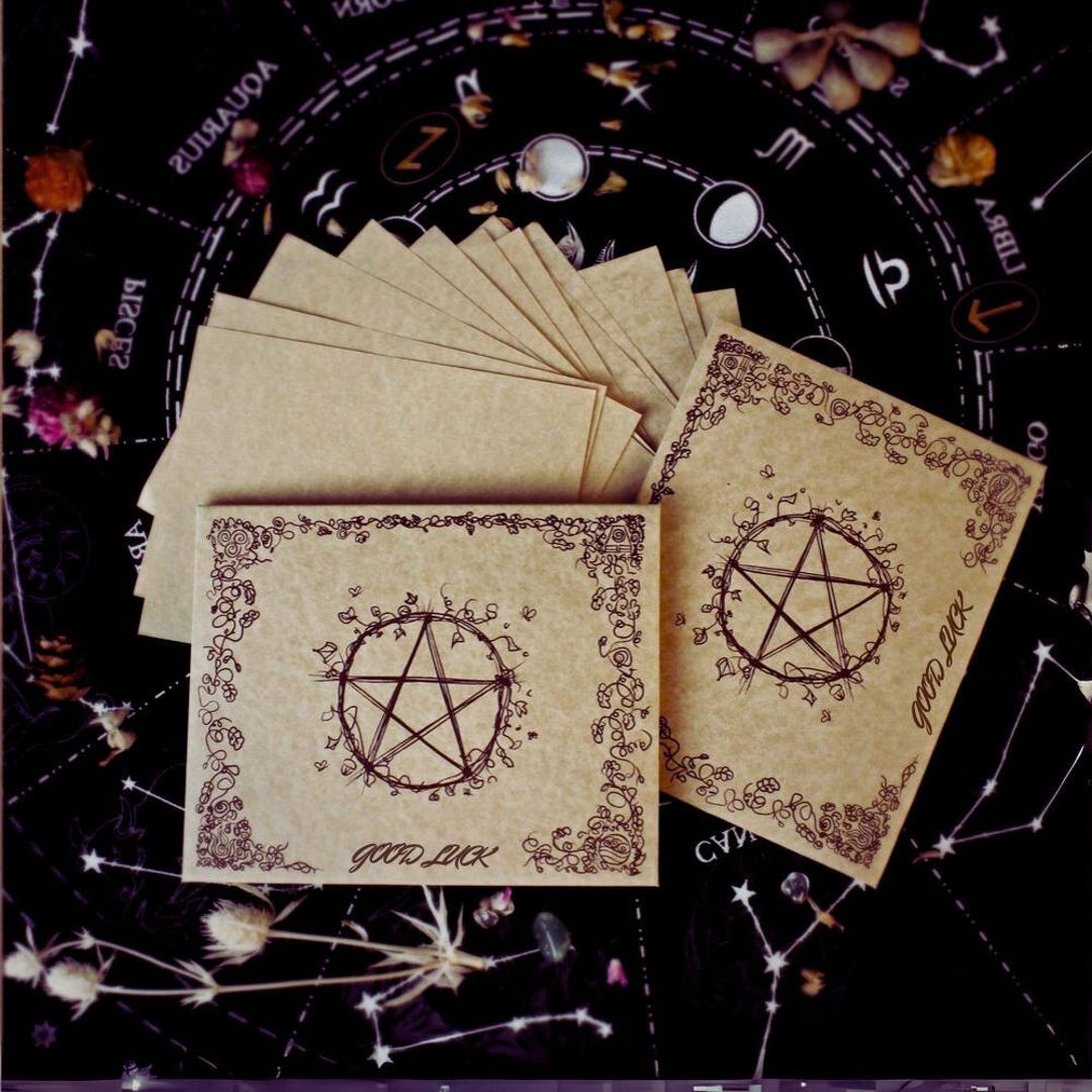 Set of 12 Parchment Witchcraft Cards – Automatic Writing, Wicca Ritual ...
