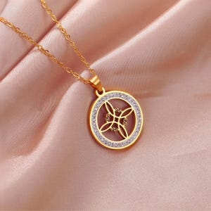 Witch Knot Necklace – Stainless Steel Pendant with Clear Zircon, Wiccan Amulet Jewelry, Gold/Silver Color, Magical Protection Gift