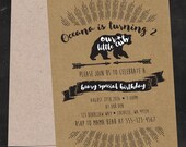 Bear Cub Birthday Invitation Printed OR Digital File Baby Bear Birthday Invitation Woodland Native American Tribal