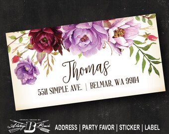 purple address label etsy