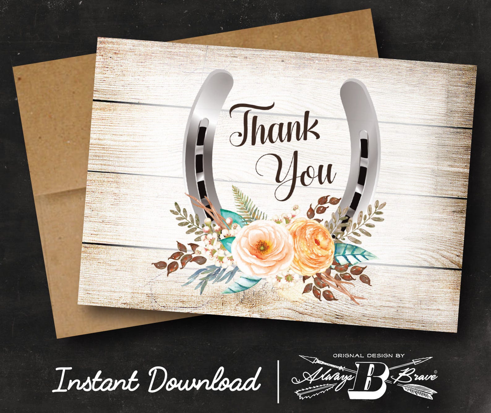 Western Thank You Card Instant Download Digital Printable | Etsy