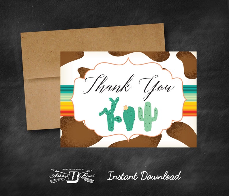Western Thank You Card Instant Download Printable File | Etsy