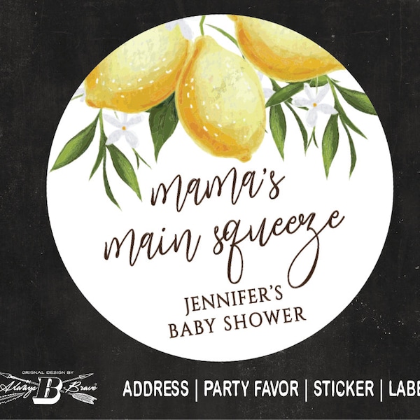 Lemon Baby Shower Party Favor | Momma's Mama's main squeeze Lemons Label | Rustic Mommy Stickers | Goodie Bag Labels