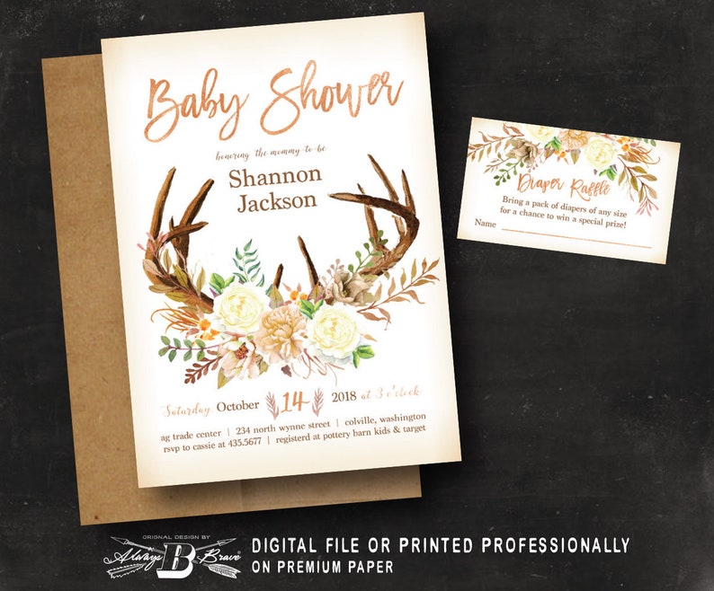 Rustic Baby Shower Invitation Diaper Raffle Printed Or Etsy Rustic Baby Shower Invitation Diaper Raffle Printed Or Etsy