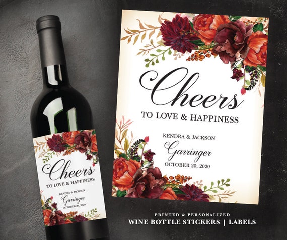 Wedding Favors Rustic Purple Floral Label Sunflower Stickers Bridal Shower Adhesive Paper Sticker Personalized Wine Bottle Labels