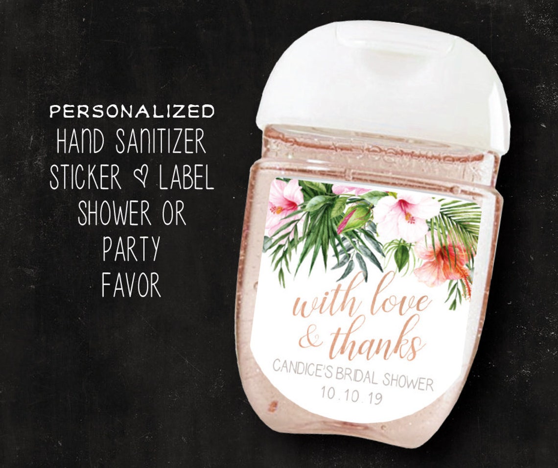 Printed Personalized Labels Tropical Hand Sanitizer Label