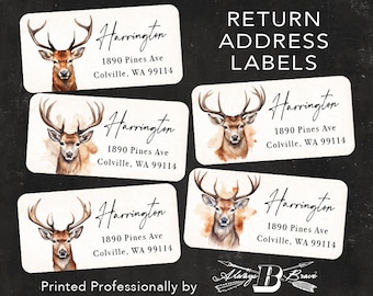 Deer Return Address Labels | Buck Stickers | Woodland Sticker | Western Antlers Mailing Label Antler Ranch Business Packaging