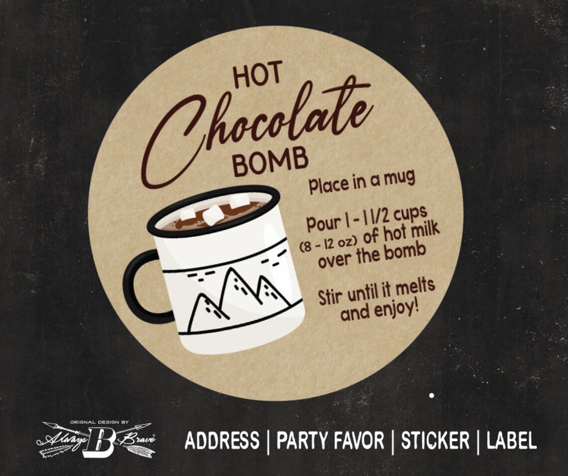 Hot Chocolate Bomb Labels Cocoa Bombs Sticker 2 Etsy