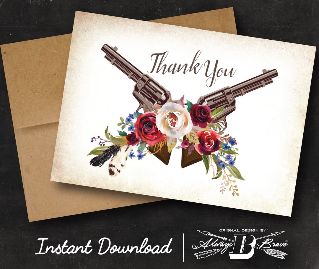 Western Thank You Card Instant Download Printable Digital File Guns ...