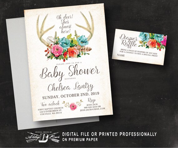 deer antler baby shower invitations