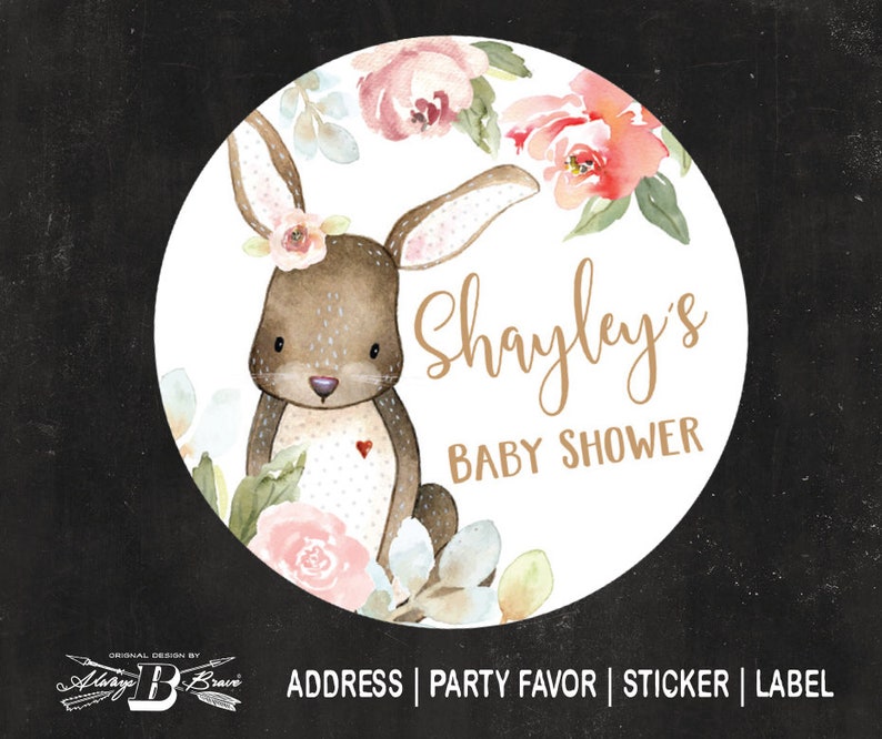 Bunny Baby Shower Favor Label Rabbit Thank You Stickers Etsy
