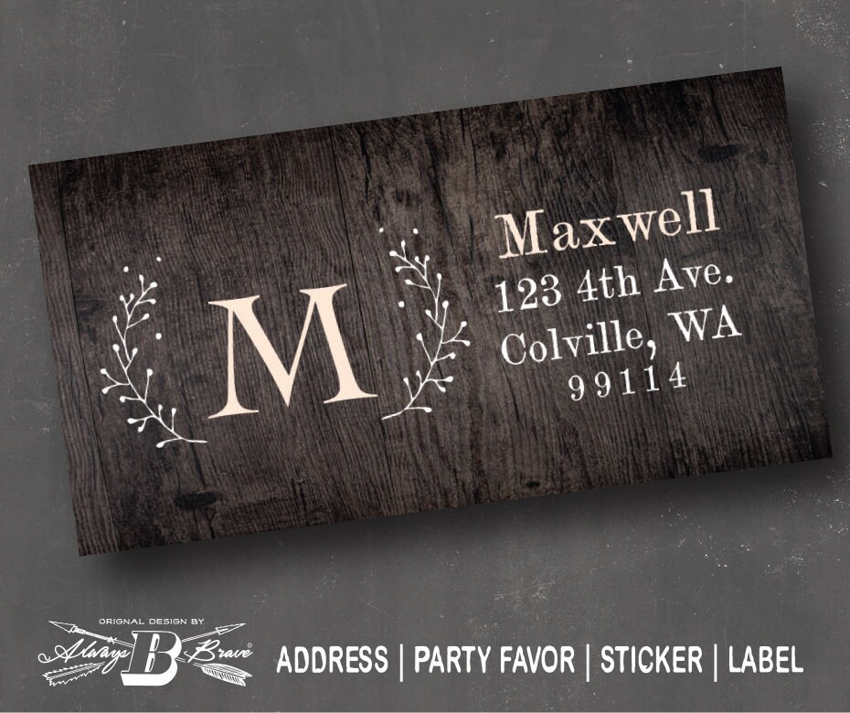 Farmhouse Return Address Label | Country Chic Stickers | Wood Labels | Modern Wedding Shower Favor | Rustic Business Sticker