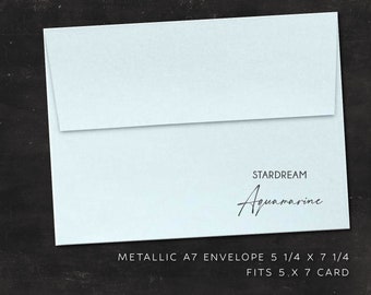 25 Light Blue Metallic A7 Envelopes | Stardream AQUAMARINE Envelope 5 1/4 x 7 1/4 fits 5 x 7 Invitation Card Shimmery Wedding Straight Flap