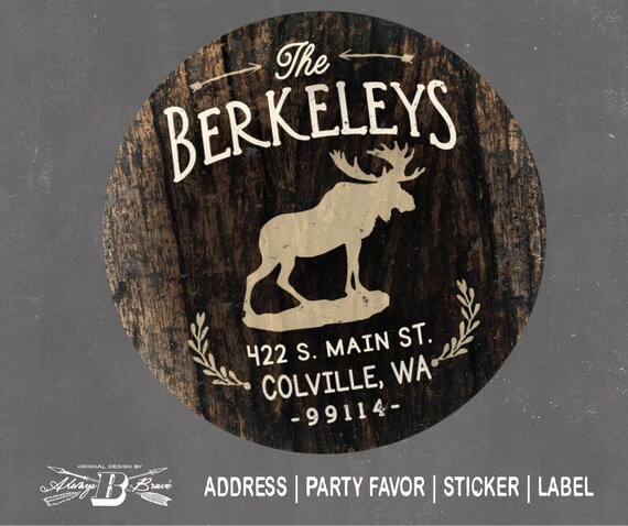 Moose Return Address Label | Rustic Stickers | Woodland Labels | Lumberjack Sticker | Personalized Woodsy Business Labels