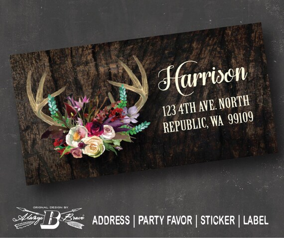 Succulent Adress Label Deer Return Address Label Wedding Shower Sticker Christmas Label Woodland Address Label 100 Custom Labels