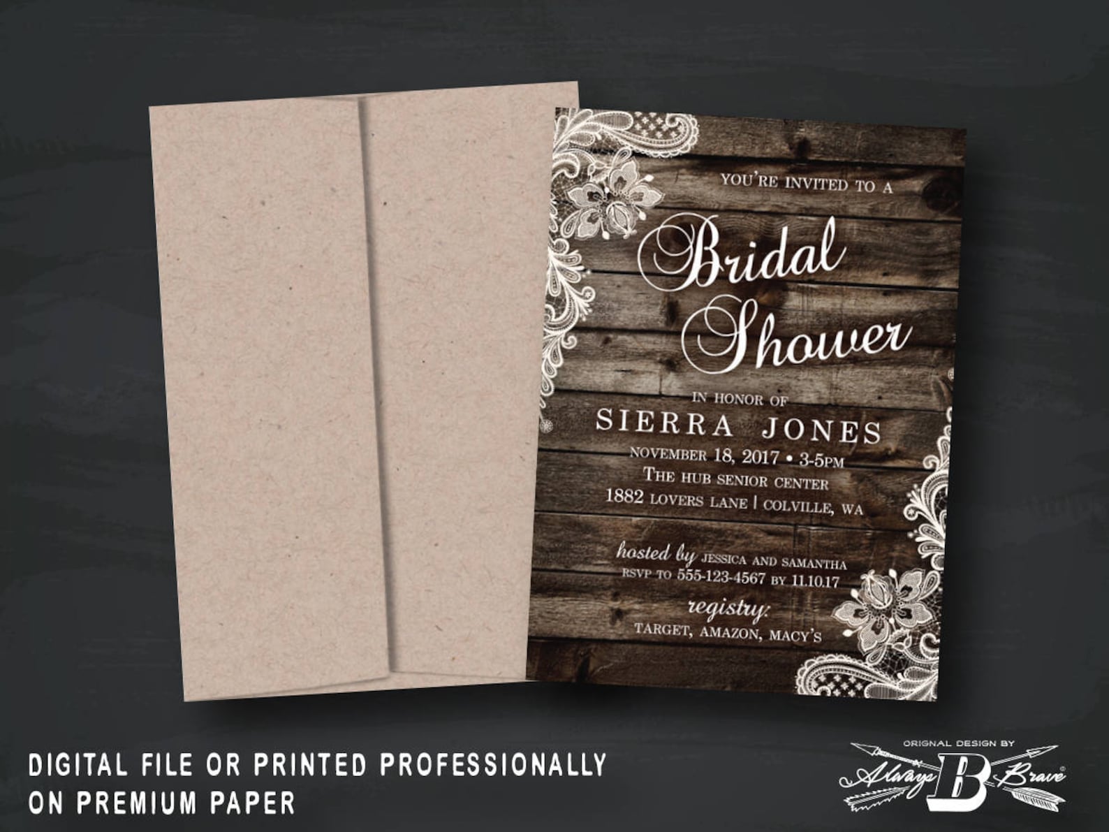 Rustic Bridal Shower Invitation Country Chic Bridal Shower Etsy