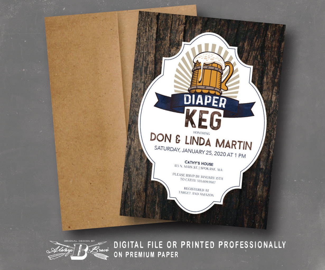 Rustic Diaper Keg Baby Shower Invitation Couple's Etsy