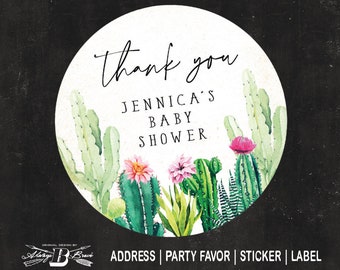 Cactus Thank you Label | Aztec Stickers | Southwest Labels | Boho Bohemain Baby Bridal Shower Stickers Party Favor Rustic Business Sticker
