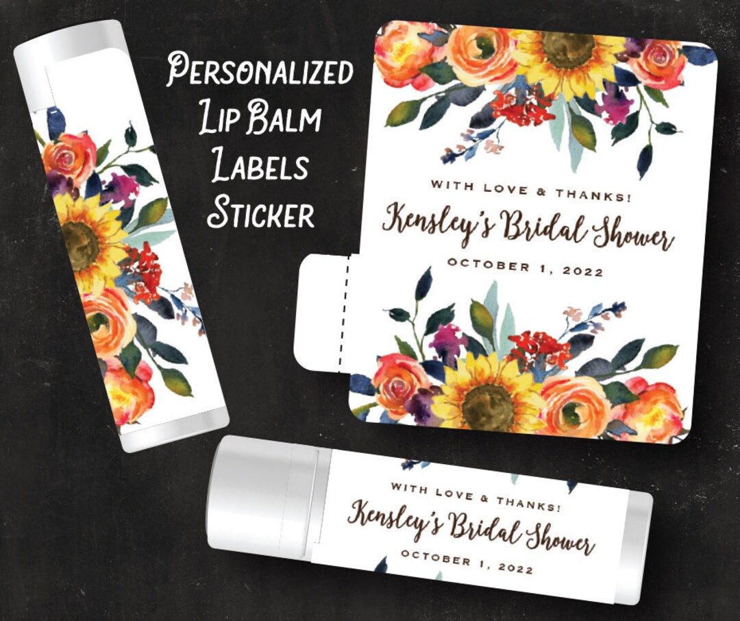 Sunflower Lip Balm Label Orange Flowers Chapstick Favor Etsy