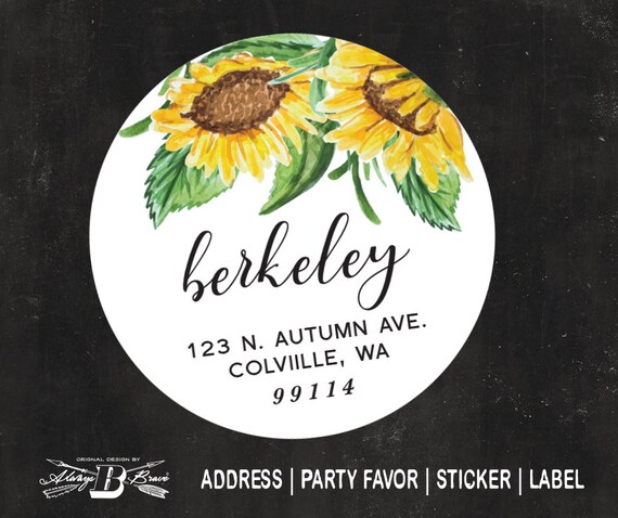 Sunflower Return Address Label Country Chic Stickers - Etsy