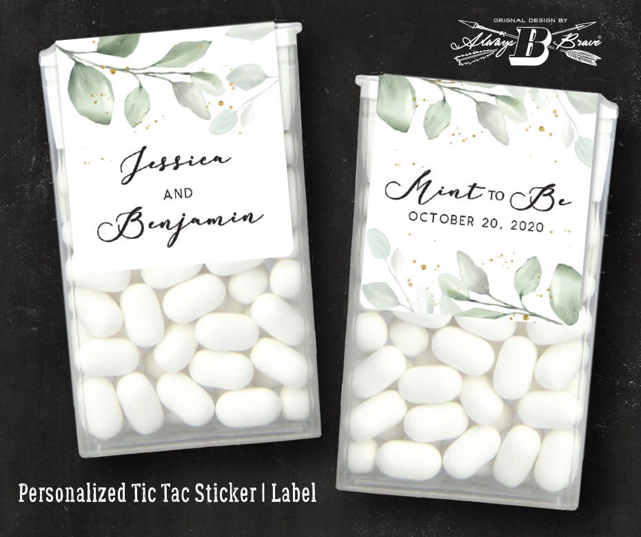 Personalized Labels | Mint to Be Tic Tac Label | Wraparound Candy Favor Stickers l Greenery Sticker | Modern Wedding Bridal Shower Favors