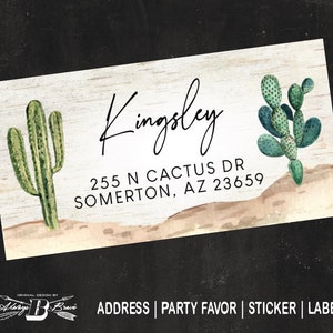 Western Return Address Label | Desert Cactus Stickers | Rustic Label | Country Southwest Wedding Baby Bridal Shower Party Favor Sticker