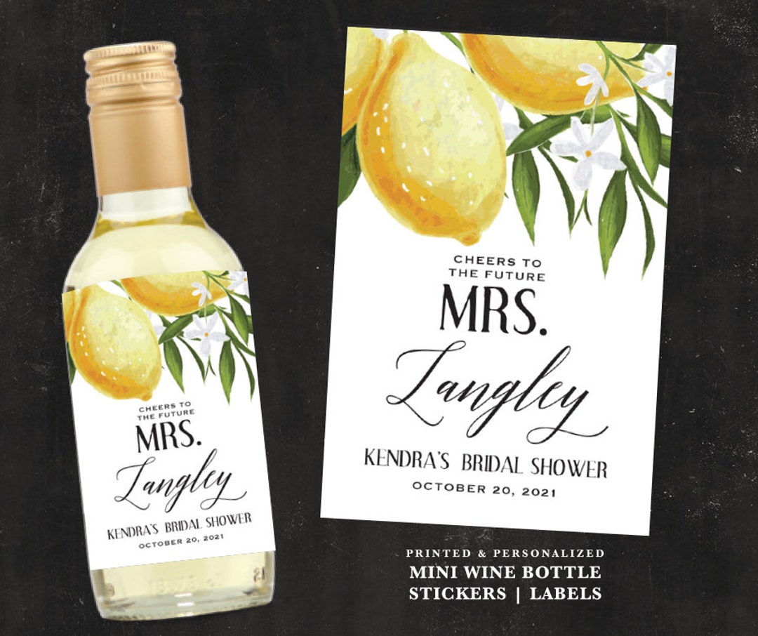 Lemon Mini Wine Bottle Labels Lemons Bridal Shower Favor Stickers