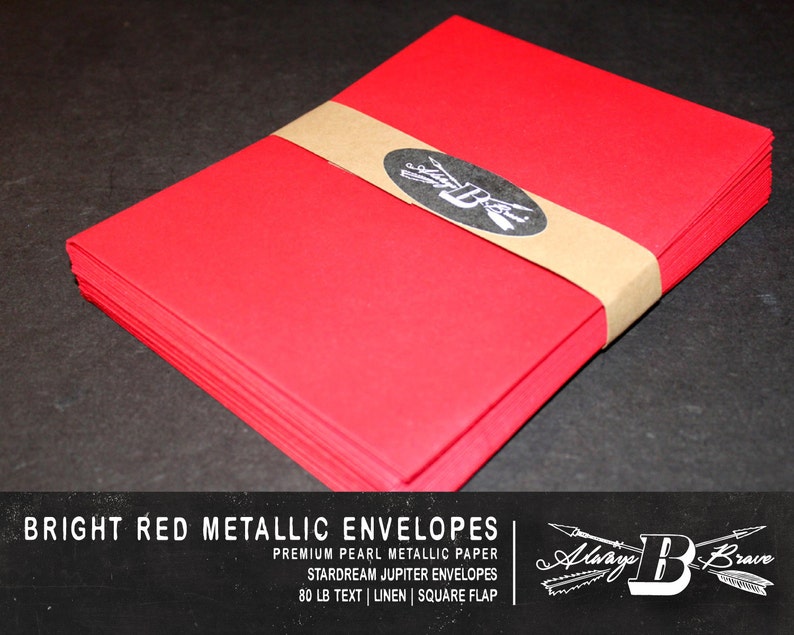 5.25 x 7.25 fits 5 x 7 Invitation| Bright Red Envelope 25 Red Metallic A7 Envelopes STARDREAM Jupiter Envelope Invitation Envelope