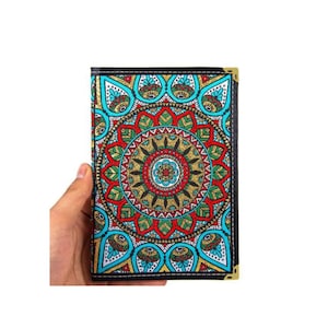 Turkish rug design hardcover notebook,kilim pattern woven fabric notebook,multicolor and gold notebook,travelers and writers notebook,gift