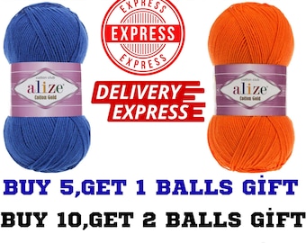 Alize 100 g Cotton Gold Cotton Summer Wool Yarn Wool Crochet Knitting Amigurumi  Alize Cotton Gold Yarn, Soft Cotton Acrylic Blend,Knitting