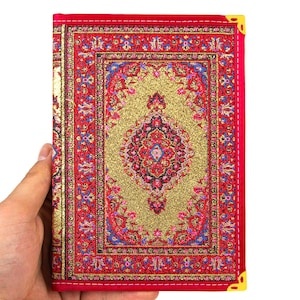 Turkish rug design hardcover notebook,kilim pattern woven fabric notebook,multicolor and gold notebook,travelers and writers notebook,gift