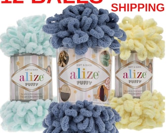 Alize 100 g, puffy Chenille Yarn, Loop Yarn Finger Knitting,Baby Chenille Wool Yarn,Fluffy Amigurumi,Scarf Blanket Yarn, Alize Puffy plush