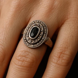 Antique Carved Cameo Ring: Marcasite Halo, 925 Sterling Silver