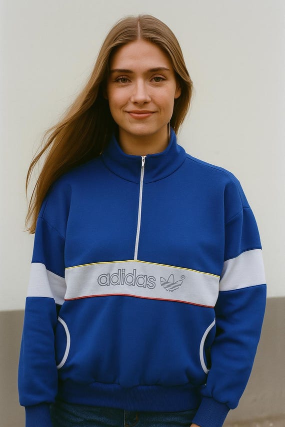 adidas 90s ビンテージ トラックジャケ　ホワイトブルー レトロデザイン adidas Originals - 希少⭐️白青XXL 90s adidas トラック
