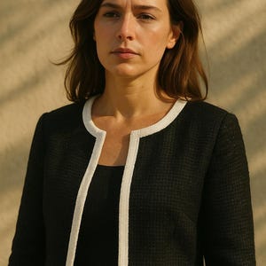 Vintage Cropped Black Blazer: Sequin Trim Evening Bolero